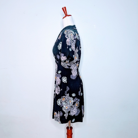 Free People‎ Hawaii Black Floral Mini Dress Size XS - Picture 9 of 12